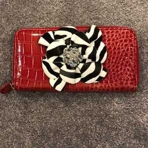 Red, zebra flower wallet
